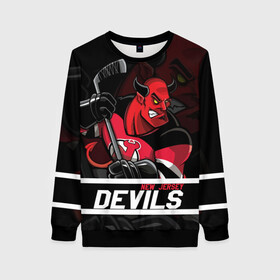 Женский свитшот 3D с принтом Нью Джерси Девилз New Jersey Devils в Кировске, 100% полиэстер с мягким внутренним слоем | круглый вырез горловины, мягкая резинка на манжетах и поясе, свободная посадка по фигуре | devils | hockey | new jersey | new jersey devils | nhl | usa | девилз | нхл | ньюджерси | ньюджерси девилз | спорт | сша | хоккей | шайба