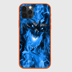 Чехол для iPhone 12 Pro с принтом Дракон в синем пламени Dragon in blue flame в Кировске, силикон | область печати: задняя сторона чехла, без боковых панелей | dragon | дракон | миф | монстр | огонь | пламя | фэнтези