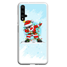 Чехол для Honor 20 с принтом Santa Dabbing в гирлянде. в Кировске, Силикон | Область печати: задняя сторона чехла, без боковых панелей | Тематика изображения на принте: 2022 | dabbing | happy new year | merry christmas | santa dabbing | год тигра | зима близко | нг | новогодний | новогодний тигр | новый год | новый год 2022 | рождество | символ 2022 года | снег | снежинки