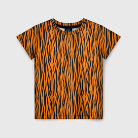 Детская футболка 3D с принтом Тигровые Полосы в Кировске, 100% гипоаллергенный полиэфир | прямой крой, круглый вырез горловины, длина до линии бедер, чуть спущенное плечо, ткань немного тянется | animal | beast | cat | predator | tiger | амурский тигр | белый тигр | год тигра | животное | зверь | кот | полосатая кошка | саблезубый тигр | тигр | хищник | царь джунглей | шерхан