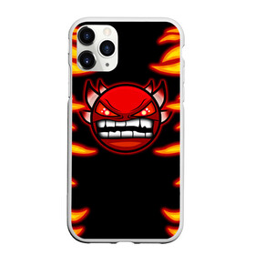 Чехол для iPhone 11 Pro матовый с принтом Geometry Dash Smiley demon в Кировске, Силикон |  | angry | crazy | demon | devil | evil | fire | geometry dash | icons | robtop | smile | геомерия даш | геометри деш | геометри дэш | геометрия дэш | демон | злой смайл | игра геометрия дэш | иконки | огненный | огонь | пламя | платформер