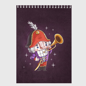 Скетчбук с принтом Рождественский Щелкунчик в Кировске, 100% бумага
 | 48 листов, плотность листов — 100 г/м2, плотность картонной обложки — 250 г/м2. Листы скреплены сверху удобной пружинной спиралью | Тематика изображения на принте: nut cracker | nutcracker | новогодний | новогодняя сказка | новый год | рождество | сказка | снежинка | щелкунчик