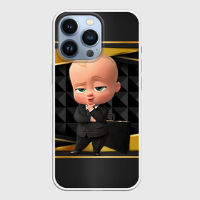 Чехол для iPhone 13 Pro с принтом BOSS gold  black в Кировске,  |  | Тематика изображения на принте: baby | boss | boss baby | босс | босс молокосос | маленький босс | малыш | мальчик | молокосос | ребенок