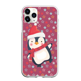 Чехол для iPhone 11 Pro матовый с принтом Пингвин в звездах в Кировске, Силикон |  | звезды | новый год | паттерн | пингвин | праздник