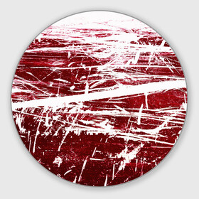 Круглый коврик для мышки с принтом CRAZY RED в Кировске, резина и полиэстер | круглая форма, изображение наносится на всю лицевую часть | Тематика изображения на принте: абстракция | красно белый | красный | пестрый | царапины