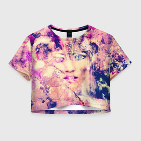 Женская футболка Crop-top 3D с принтом LADY ABSTRACT в Кировске, 100% полиэстер | круглая горловина, длина футболки до линии талии, рукава с отворотами | abstract | абстракция | девушка | женское | пестрый