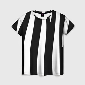 Женская футболка 3D с принтом ZeBRO в Кировске, 100% полиэфир ( синтетическое хлопкоподобное полотно) | прямой крой, круглый вырез горловины, длина до линии бедер | зебра | пестрый | полосатый | узор | черно белое