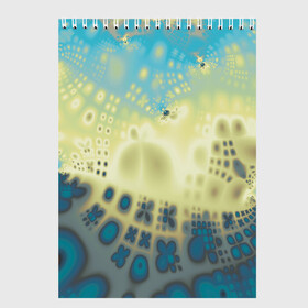 Скетчбук с принтом Коллекция Journey Бриз 126-2 в Кировске, 100% бумага
 | 48 листов, плотность листов — 100 г/м2, плотность картонной обложки — 250 г/м2. Листы скреплены сверху удобной пружинной спиралью | abstraction | blue | color | fractal | yellow | абстракция | желтый | на витрину | фрактал | цветной
