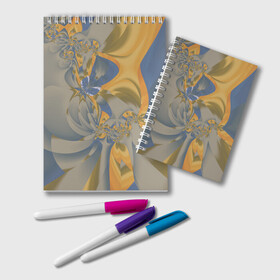 Блокнот с принтом Орхидеи Небо и песок Абстракция 403-1 в Кировске, 100% бумага | 48 листов, плотность листов — 60 г/м2, плотность картонной обложки — 250 г/м2. Листы скреплены удобной пружинной спиралью. Цвет линий — светло-серый
 | Тематика изображения на принте: abstraction | blue | flowers | fractal | ornament | pattern | yellow | абстракция | желтый | орнамент | узор | фрактал | цветы
