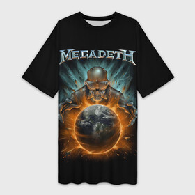 Платье-футболка 3D с принтом Megadeth on world в Кировске,  |  | alternative | megadeth | metall | music | rock | альтернатива | мегадез | металл | музыка | рок