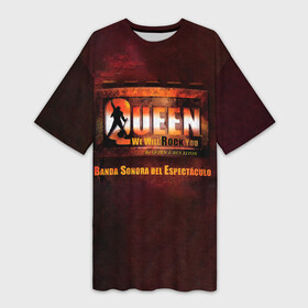 Платье-футболка 3D с принтом We Will Rock You. Banda Sonora Del Espectaculo  Queen в Кировске,  |  | freddie mercury | paul rodgers | queen | quen | альбом | брайан мэй | глэм | джон дикон | квин | королева | куин | меркури | меркьюри | музыкант | мэркури | певец | песня | поп | роджер тейлор | рок группа | фаррух булсара