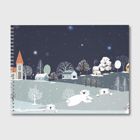 Альбом для рисования с принтом Мишки 2022 в Кировске, 100% бумага
 | матовая бумага, плотность 200 мг. | Тематика изображения на принте: 2022 | год | дед | дети | зима | коньки | мишки | мороз | новый | праздники | радость | рождество | санки | санта | снег | снеговик | счастливого