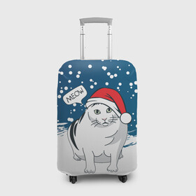Чехол для чемодана 3D с принтом НОВОГОДНИЙ КОТ БЕНДЕР (МЕМ) в Кировске, 86% полиэфир, 14% спандекс | двустороннее нанесение принта, прорези для ручек и колес | 2022 | 22 | bender | cat | christmas | meme | memes | meow | merry | new | snow | winter | year | бендер | год | зима | кот | кошка | мем | мемы | мяй | новый | рождество | снег | толстый