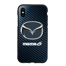 Чехол для iPhone XS Max матовый с принтом MAZDA 6 - Карбон в Кировске, Силикон | Область печати: задняя сторона чехла, без боковых панелей | Тематика изображения на принте: auto | logo | mazda | mazda 6 | moto | symbol | авто | автомобиль | гонки | знак | карбон | лого | логотип | логотипы | мазда | марка | машина | мото | символ | символы