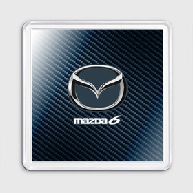 Магнит 55*55 с принтом MAZDA 6 - Карбон в Кировске, Пластик | Размер: 65*65 мм; Размер печати: 55*55 мм | auto | logo | mazda | mazda 6 | moto | symbol | авто | автомобиль | гонки | знак | карбон | лого | логотип | логотипы | мазда | марка | машина | мото | символ | символы