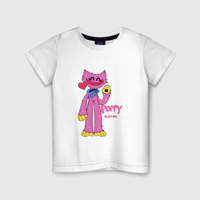Детская футболка хлопок с принтом Kissy Missy Poppy Playtime в Кировске, 100% хлопок | круглый вырез горловины, полуприлегающий силуэт, длина до линии бедер | huggy | kissy | missy | playtime | poppy | wuggy | вагги | ваги | киси | кисси | миси | мисси | хагги | хаги