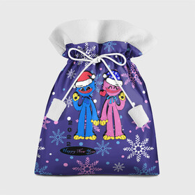 Подарочный 3D мешок с принтом New Year Huggy Wuggy Kissy Missy в Кировске, 100% полиэстер | Размер: 29*39 см | huggy | kissy | missy | playtime | poppy | wuggy | вагги | ваги | киси | кисси | миси | мисси | хагги | хаги