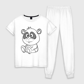 Женская пижама хлопок с принтом Пандочка в подгузниках в Кировске, 100% хлопок | брюки и футболка прямого кроя, без карманов, на брюках мягкая резинка на поясе и по низу штанин | веселье | детские | для девушек | для детей | китай | медведь | медвежонок | мультики | панда | пандочка | сказка | сказочные | удивление