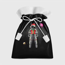 Подарочный 3D мешок с принтом Астронавт с подарком Astronaut and Gift в Кировске, 100% полиэстер | Размер: 29*39 см | space | астронавт | дед мороз | звезда | космонавт | космос | новый год | планета | подарок | рождество | санта