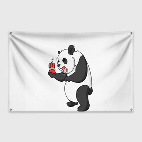 Флаг-баннер с принтом Взрывная панда в Кировске, 100% полиэстер | размер 67 х 109 см, плотность ткани — 95 г/м2; по краям флага есть четыре люверса для крепления | bomb | dinamit | panda | бомба | динамит | животное | панда