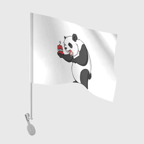 Флаг для автомобиля с принтом Взрывная панда в Кировске, 100% полиэстер | Размер: 30*21 см | bomb | dinamit | panda | бомба | динамит | животное | панда
