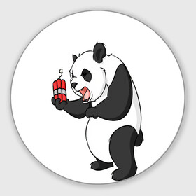Круглый коврик для мышки с принтом Взрывная панда в Кировске, резина и полиэстер | круглая форма, изображение наносится на всю лицевую часть | bomb | dinamit | panda | бомба | динамит | животное | панда
