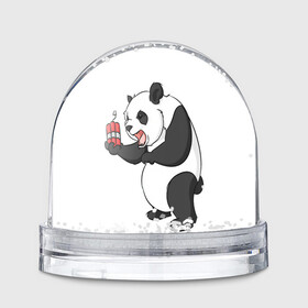 Игрушка Снежный шар с принтом Взрывная панда в Кировске, Пластик | Изображение внутри шара печатается на глянцевой фотобумаге с двух сторон | bomb | dinamit | panda | бомба | динамит | животное | панда