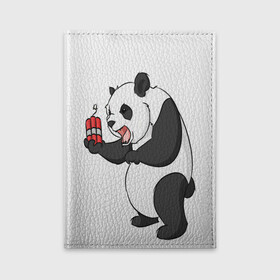 Обложка для автодокументов с принтом Взрывная панда в Кировске, натуральная кожа |  размер 19,9*13 см; внутри 4 больших “конверта” для документов и один маленький отдел — туда идеально встанут права | bomb | dinamit | panda | бомба | динамит | животное | панда