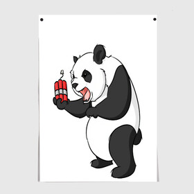 Постер с принтом Взрывная панда в Кировске, 100% бумага
 | бумага, плотность 150 мг. Матовая, но за счет высокого коэффициента гладкости имеет небольшой блеск и дает на свету блики, но в отличии от глянцевой бумаги не покрыта лаком | bomb | dinamit | panda | бомба | динамит | животное | панда