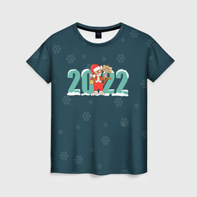 Женская футболка 3D с принтом Новый год 2022 | Год тигра в Кировске, 100% полиэфир ( синтетическое хлопкоподобное полотно) | прямой крой, круглый вырез горловины, длина до линии бедер | 2022 | christmas | new year | год тигра | наступающий год | новогодний | новый год | рождественский | рождество | рождество христово | с новым годом | святки | тигр | тигренок