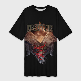 Платье-футболка 3D с принтом Led Zeppelin Wings в Кировске,  |  | alternative | led zeppelin | metall | music | rock | альтернатива | лед зеппелин | лэд зепелин | металл | музыка | рок