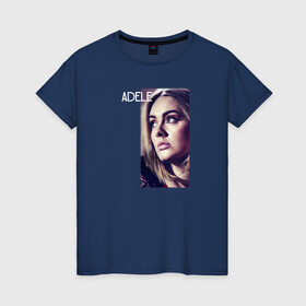 Женская футболка хлопок с принтом Певица Адель в Кировске, 100% хлопок | прямой крой, круглый вырез горловины, длина до линии бедер, слегка спущенное плечо | имя | лицо | надпись | пецица | портрет