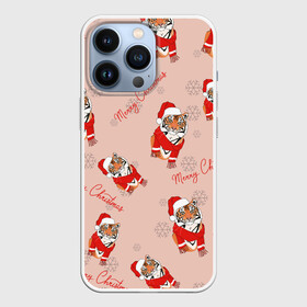 Чехол для iPhone 13 Pro с принтом ЗИМНИЙ ТИГР | ПАТТЕРН в Кировске,  |  | 2022 | christmas | new year | pattern | tiger | tigr | большой кот | год тигра | зимний тигр | наступающий год | новогодний | новый год | паттерн | полосатый кот | рождественский | рождество | рождество христово