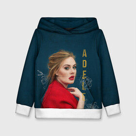 Детская толстовка 3D с принтом Portrait Adele в Кировске, 100% полиэстер | двухслойный капюшон со шнурком для регулировки, мягкие манжеты на рукавах и по низу толстовки, спереди карман-кенгуру с мягким внутренним слоем | имя | лицо | надпись | певица | портрет