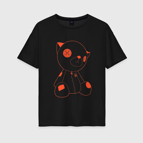 Женская футболка хлопок Oversize с принтом Тедди дизайн в Кировске, 100% хлопок | свободный крой, круглый ворот, спущенный рукав, длина до линии бедер
 | игрушки | медведь | музыка | тедди | хоррор