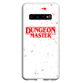 Чехол для Samsung Galaxy S10 с принтом DUNGEON MASTER BLOOD ГАЧИМУЧИ БЕЛЫЙ в Кировске, Силикон | Область печати: задняя сторона чехла, без боковых панелей | aniki | billy | boss | boy | bucks | dark | deep | door | dungeon | fantasy | gachi | gachimuchi | gym | hundred | master | muchi | next | stranger | the | things | three | van | wee | билли | ван | гачи | гачимучи | дела | мучи | 