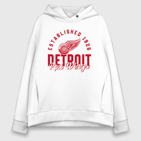 Женское худи Oversize хлопок с принтом Detroit Red Wings | Детройт Ред Вингз в Кировске, френч-терри — 70% хлопок, 30% полиэстер. Мягкий теплый начес внутри —100% хлопок | боковые карманы, эластичные манжеты и нижняя кромка, капюшон на магнитной кнопке | detroit | hockey | ice | nhl | red | sport | team | wings | winter | вингз | детройт | красные | крылья | лед | нхл | ред | спорт | хоккеей | шайбу