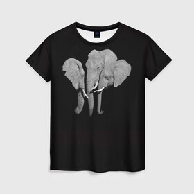 Женская футболка 3D с принтом Сплоченность в Кировске, 100% полиэфир ( синтетическое хлопкоподобное полотно) | прямой крой, круглый вырез горловины, длина до линии бедер | любовь | преданность | семья | слоненок | слониха | слоны