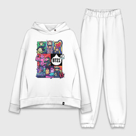 Женский костюм хлопок Oversize с принтом BT21 POP ART в Кировске,  |  | bangtan | beyond | boys | boysband | bts | hip hop | k pop | korea | music | pop art | scene | бтс | ви | джонгук | корея | музыка | поп арт | сюга | хип хоп | чимин | чин