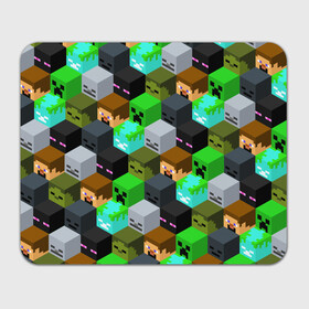 Прямоугольный коврик для мышки с принтом MINECRAFT PATTERN МАЙНКРАФТ УЗОР в Кировске, натуральный каучук | размер 230 х 185 мм; запечатка лицевой стороны | block | craft | creeper | cube | dungeons | game | games | logo | mine | minecraft | miner | pattern | pixel | zombie | блок | геометрия | данжен | зомби | игра | игры | крафт | крипер | кубики | лого | логотип | майкрафт | майн | майнкрафт | 
