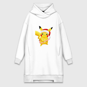 Платье-худи хлопок с принтом Пикачу Рождество в Кировске,  |  | pikachu | pokemon | новогодний пикачу | новый год пикачу | пикачу | покемон | рождество