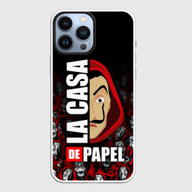 Чехол для iPhone 13 Pro Max с принтом БУМАЖНЫЙ ДОМ   LA CASA DE PAPEL   ЛОГО в Кировске,  |  | Тематика изображения на принте: bella ciao | ciao | el profesor | la casa de papel | nairobi | najrobi | netflix | pattern | profesor | resistencia | берлин | бумажный дом | лиссабон | найроби | профессор | сальва | токио | узор