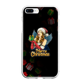 Чехол для iPhone 7Plus/8 Plus матовый с принтом Merry Christmas Снегурочка с подарком. в Кировске, Силикон | Область печати: задняя сторона чехла, без боковых панелей | 2022 | happy new year | merry christmas | год тигра | зима близко | нг | новогодний | новый год | новый год 2022 | подарки | праздник | рождество | символ 2022 года | снегурочка | снежинки