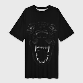 Платье-футболка 3D с принтом Собачий Оскал в Кировске,  |  | animal | dog | барбос | бобик | гнев | год собаки | друг человека | животное | зверь | злая собака | злость | зубы | ищейка | кинолог | кость | лайка | ненависть | оскал | пёс | собака | собаковод