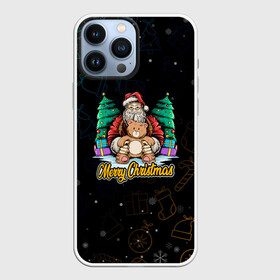 Чехол для iPhone 13 Pro Max с принтом Санта с плюшевым мишкой в Кировске,  |  | 2022 | happy new year | merry christmas | santa | зима близко | нг | новогодний | новый год | новый год 2022 | рождество | санта | символ 2022 года | снег | снежинки