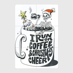 Магнитный плакат 2Х3 с принтом Coffee Christmas Skeleton в Кировске, Полимерный материал с магнитным слоем | 6 деталей размером 9*9 см | art | christmas | coffee | drawing | new year | skeleton | star | tree | арт | бокал | елка | звезда | кофе | новый год | рисунок | рождество | скелет | стакан
