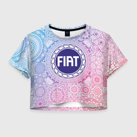 Женская футболка Crop-top 3D с принтом FIAT BIG LOGO в Кировске, 100% полиэстер | круглая горловина, длина футболки до линии талии, рукава с отворотами | auto | fiat | logo | авто | автомобиль | ам | лого | логотип | машина | машины | фиат | эмблема