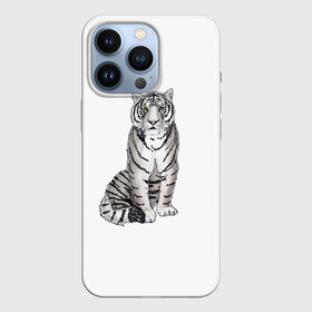 Чехол для iPhone 13 Pro с принтом Сидящая белая тигрица в Кировске,  |  | tiger | tigress | white tiger | белый тигр | символ 2022 | тигр сидит | тигрца