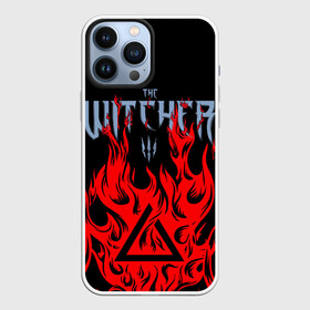 Чехол для iPhone 13 Pro Max с принтом THE WITCHER 3   ВЕДЬМАК 3   FIRE   ОГОНЬ в Кировске,  |  | Тематика изображения на принте: geralt | the witcher | the witcher wild hunt | witcher | wolf | аард | аксий | белый волк | ведьмак | ведьмак 3 | волк | геральт | игни | ирден | йенифер | каер морхен | квен | охотник | трисс | цири | школа волка