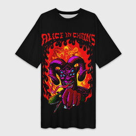 Платье-футболка 3D с принтом Alice in chains Demon в Кировске,  |  | alice in chains | alternative | metall | music | rock | алиса в цепях | альтернатива | металл | музыка | рок | элис ин чейнс